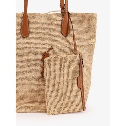 Leather shoulder bag with logo on the front