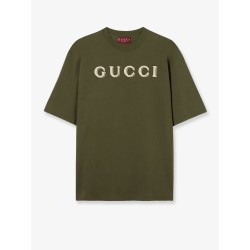 Cotton T-shirt with Gucci embroidery on the front