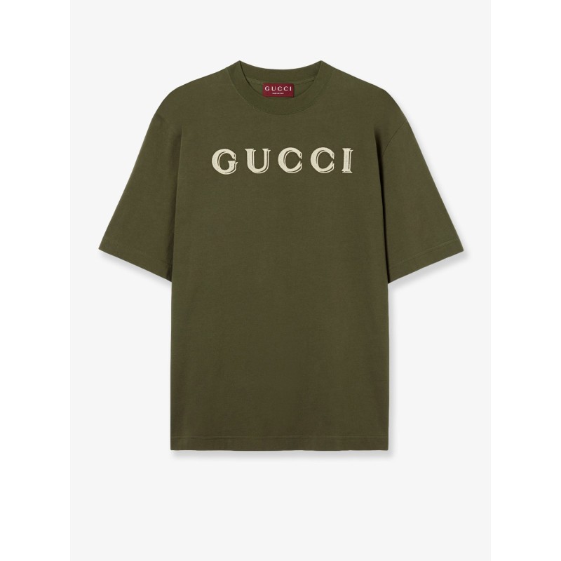 Cotton T-shirt with Gucci embroidery on the front