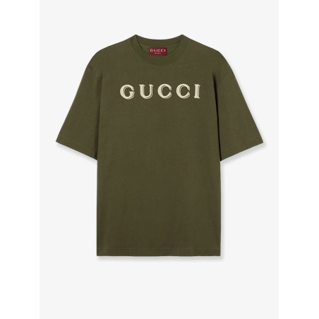 Cotton T-shirt with Gucci embroidery on the front