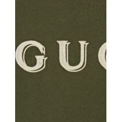 Cotton T-shirt with Gucci embroidery on the front