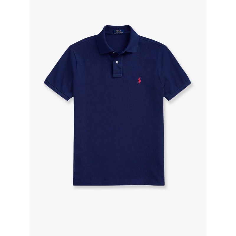 Cotton polo shirt with front embroidered logo