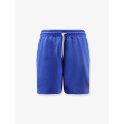 Recycled nylon swim trunks with embroidered logo on the front