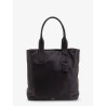 Leather shopping bag with logo lettering on the bottom