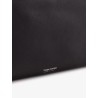 Leather shopping bag with logo lettering on the bottom