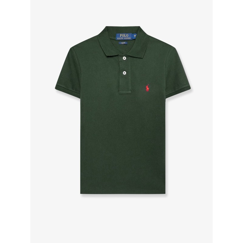 Cotton polo shirt with embroidered logo on the front