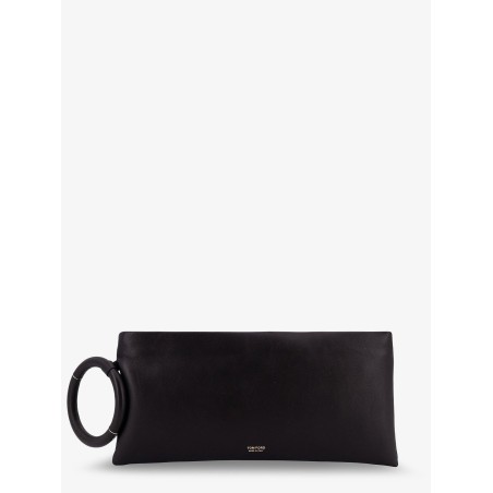Aura leather clutch bag with lettering logo on the front