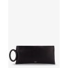 Aura leather clutch bag with lettering logo on the front