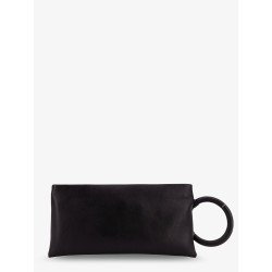 Aura leather clutch bag with lettering logo on the front