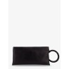 Aura leather clutch bag with lettering logo on the front