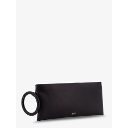 Aura leather clutch bag with lettering logo on the front