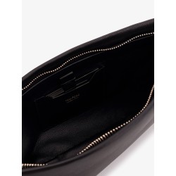 Aura leather clutch bag with lettering logo on the front