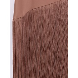Kiwi satin dress with fringe