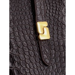 Bello leather shoulder bag with croco effect