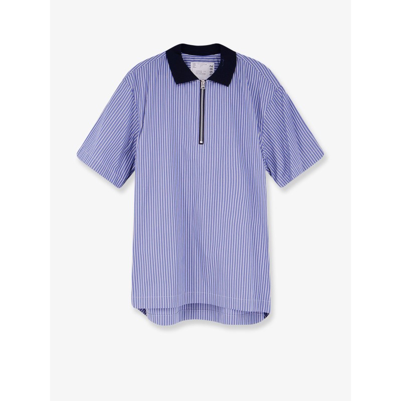 Striped fabric polo shirt
