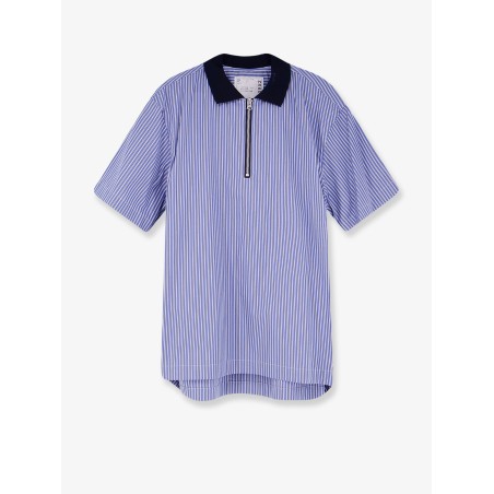 Striped fabric polo shirt