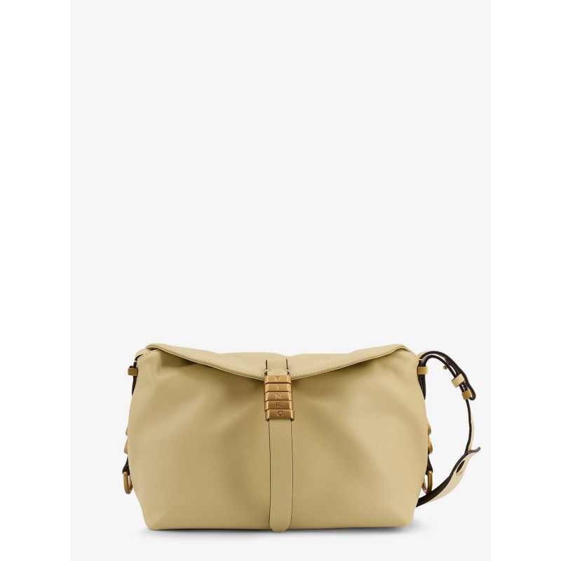 Leather shoulder bag with logo metal detail