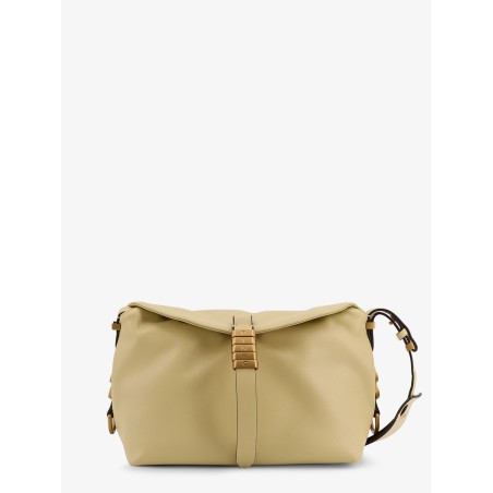 Leather shoulder bag with logo metal detail