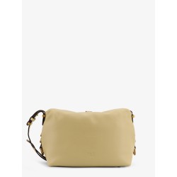 Leather shoulder bag with logo metal detail