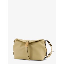 Leather shoulder bag with logo metal detail