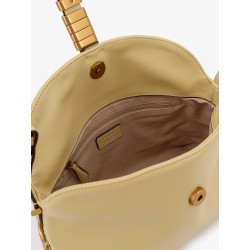 Leather shoulder bag with logo metal detail