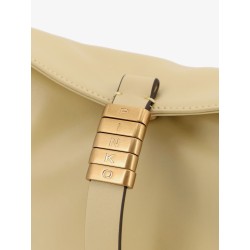 Leather shoulder bag with logo metal detail