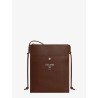 Sharp leather crossbody bag with logo on the front