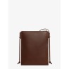Sharp leather crossbody bag with logo on the front