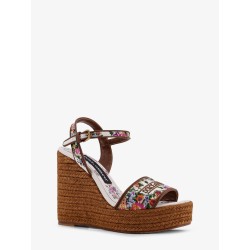 Raffia sandals with floral embroidery