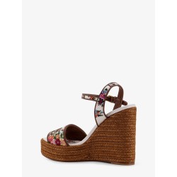 Raffia sandals with floral embroidery