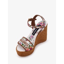 Raffia sandals with floral embroidery
