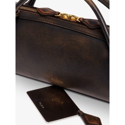 Teckel used-effect leather handbag