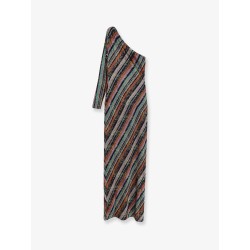 Viscose blend long dress with chevron pattern