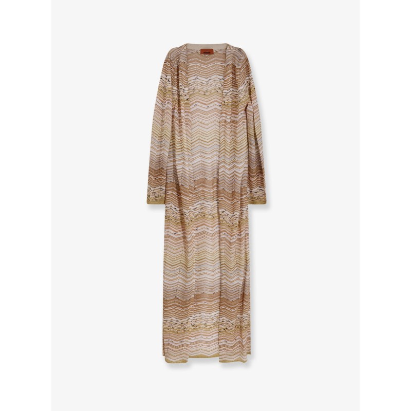 Long chevron motif cardigan with all-over sequins