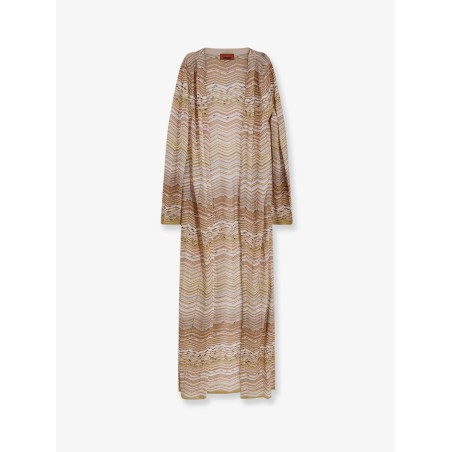 Long chevron motif cardigan with all-over sequins