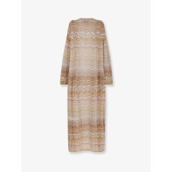 Long chevron motif cardigan with all-over sequins