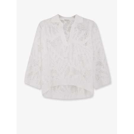 Linen and cotton sweater with all-over sequin motif