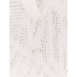 Linen and cotton sweater with all-over sequin motif