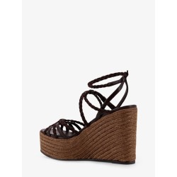 Nyra leather and raffia sandals
