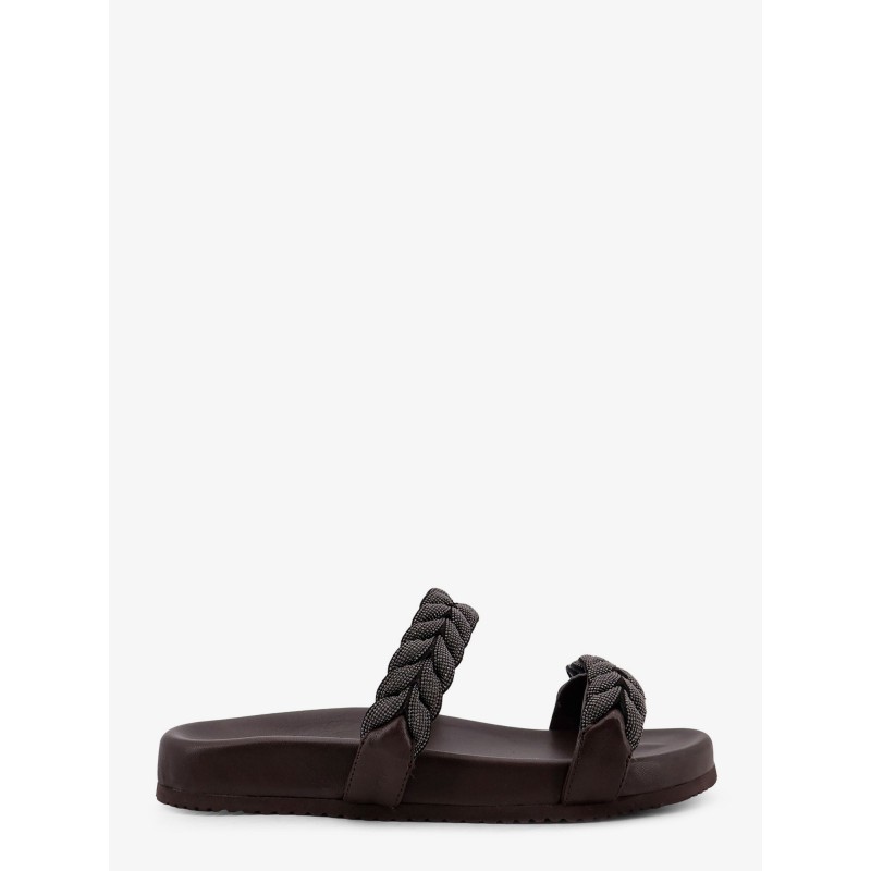 Leather sandals with woven Monili detail