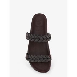 Leather sandals with woven Monili detail
