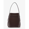 Leather bucket bag with strap on the front