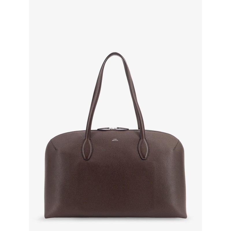 Borsa a mano in suede con logo inciso frontale