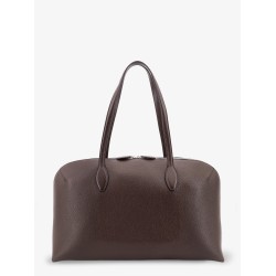 Borsa a mano in suede con logo inciso frontale