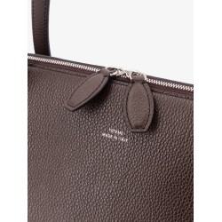 Borsa a mano in suede con logo inciso frontale