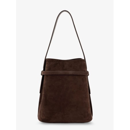 Borsa a spalla in suede con dettaglio in metallo frontale
