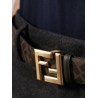 Squared FF reversible leather and FF canvas belt