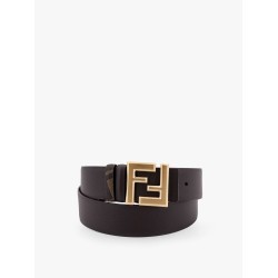 Squared FF reversible leather and FF canvas belt