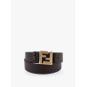 Squared FF reversible leather and FF canvas belt