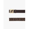 Squared FF reversible leather and FF canvas belt